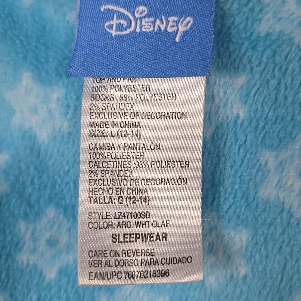Disney Frozen OLAF Faux Fur Fleece White Pajama Top Sweatshirt PJs Large 12/14 - Picture 7 of 9